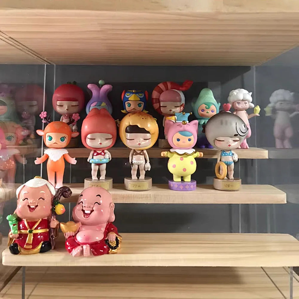 Acrylic Display Countertop Box 4 Stairs Free-standing Storage Rack Clear Doll Blind Box Storage Organizer Holder Children Shelf