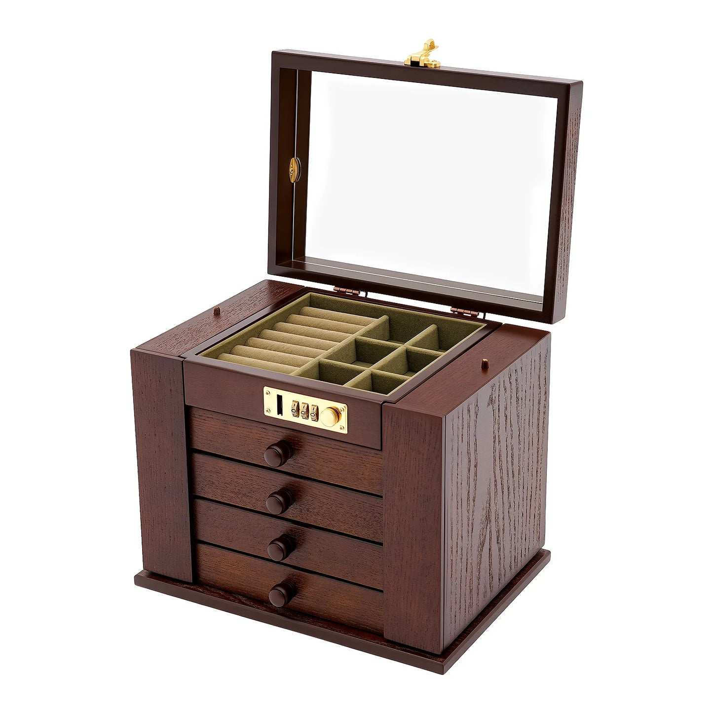 Sichuan 5 Tiers Jewelry Box Organizer With Lock And Mirror