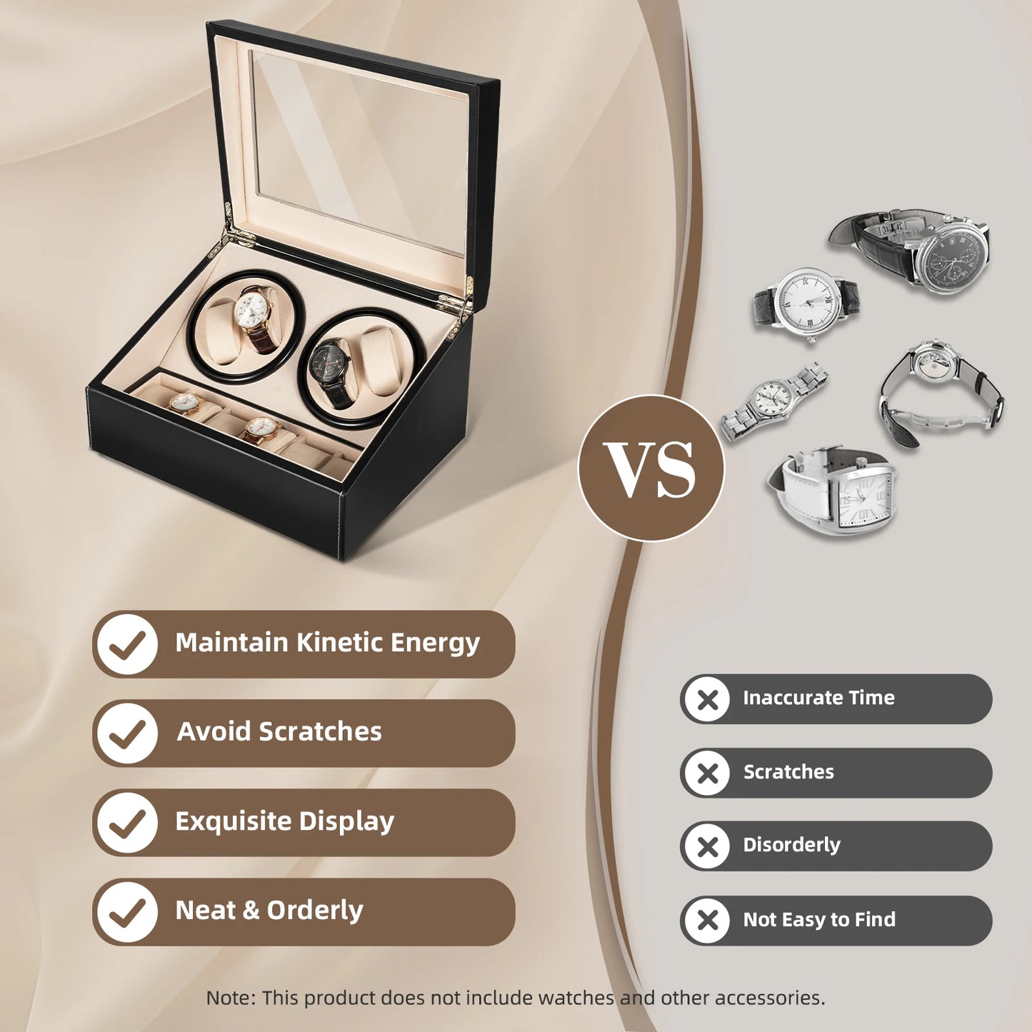 Hign-concerned 4 Plus 6 Watch Winder Case PU Leather Automatic Box