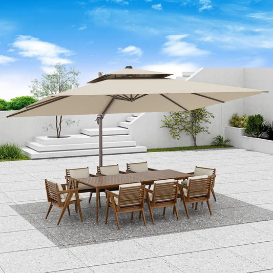 Cantilever Patio Umbrella 360 Degree Rotation Heavy Duty Rectangular Offset