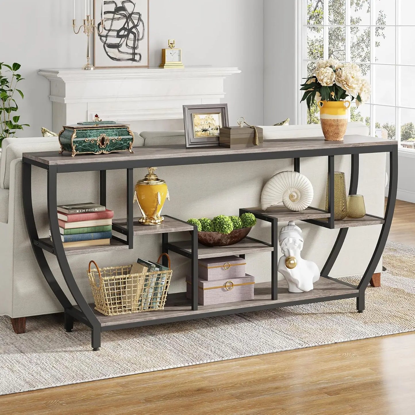 LITTLE TREE Sofa Table With Shelves And Storage Console