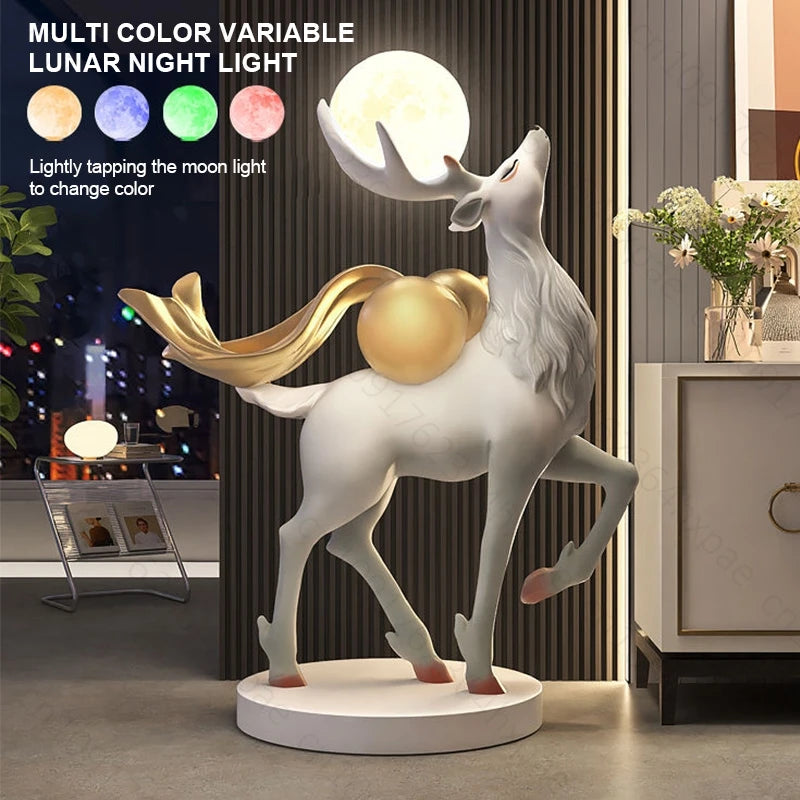 Elegant Deer Interior Floor Statue Figurine Home Entrance Decor Sculpture Living Room Stylish Modern Luxury Standing Ornaments