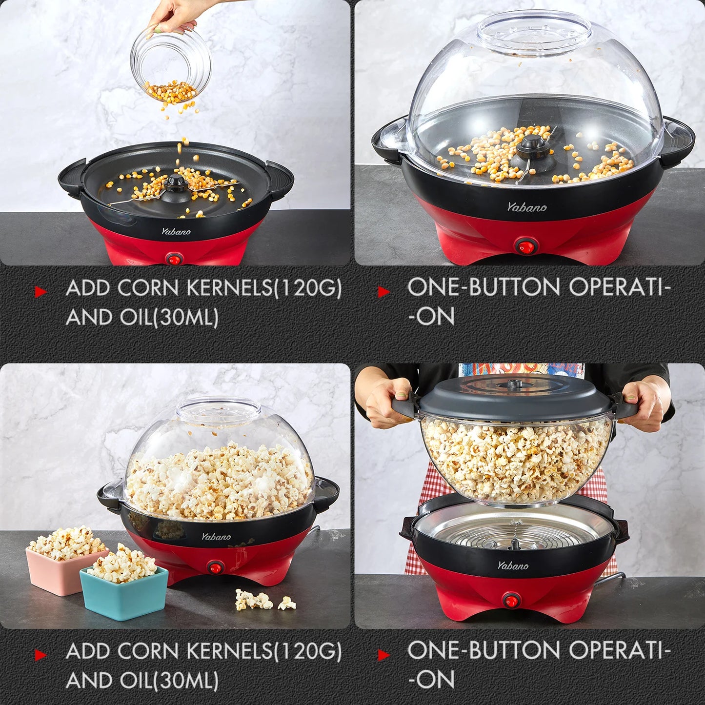 Yabano Popcorn Maker With Nonstick Plate And Quick Heat
