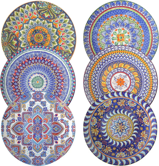 Capacity Bohemian Porcelain Dinner Plates Set Of 6 Boho