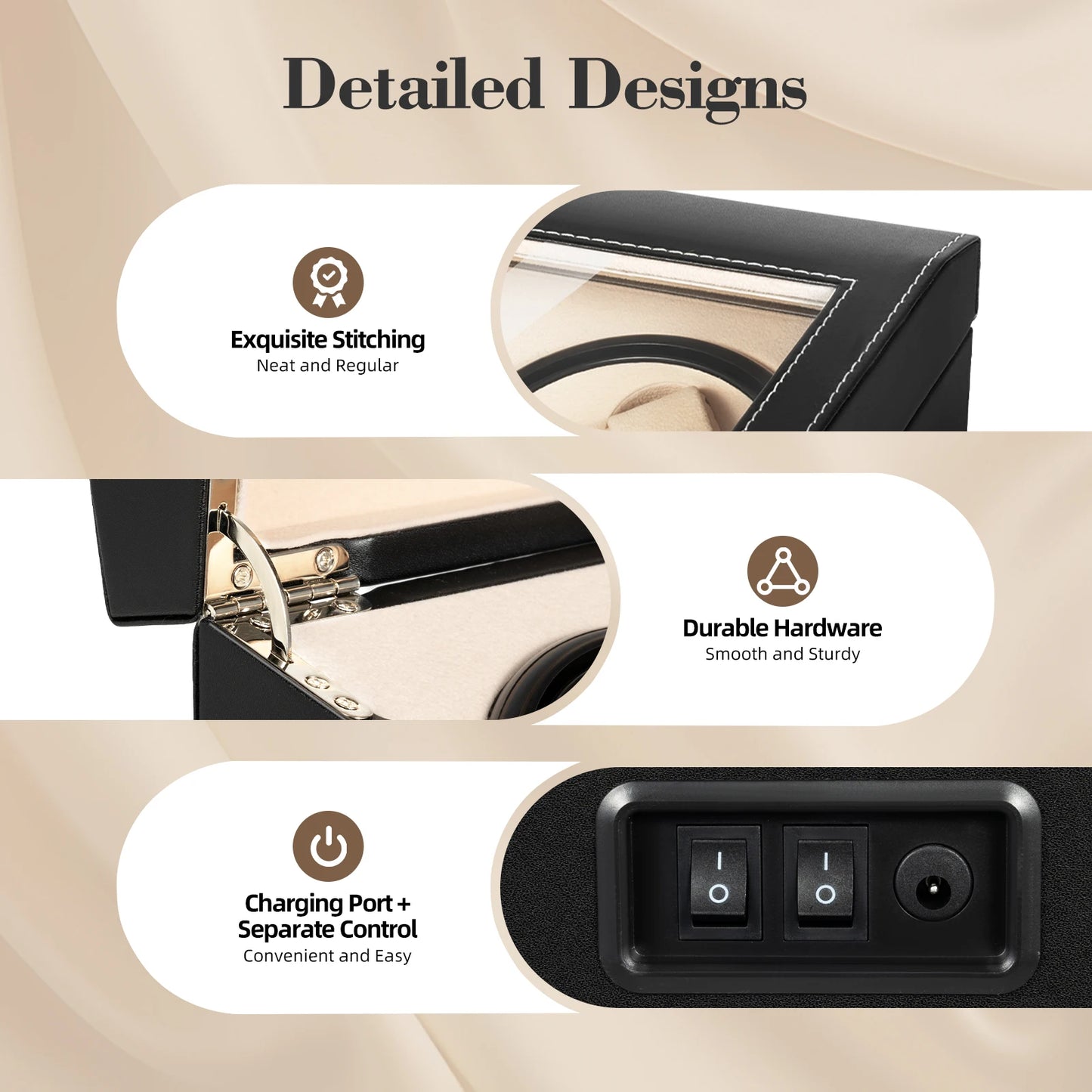 Hign-concerned 4 Plus 6 Watch Winder Case PU Leather Automatic Box