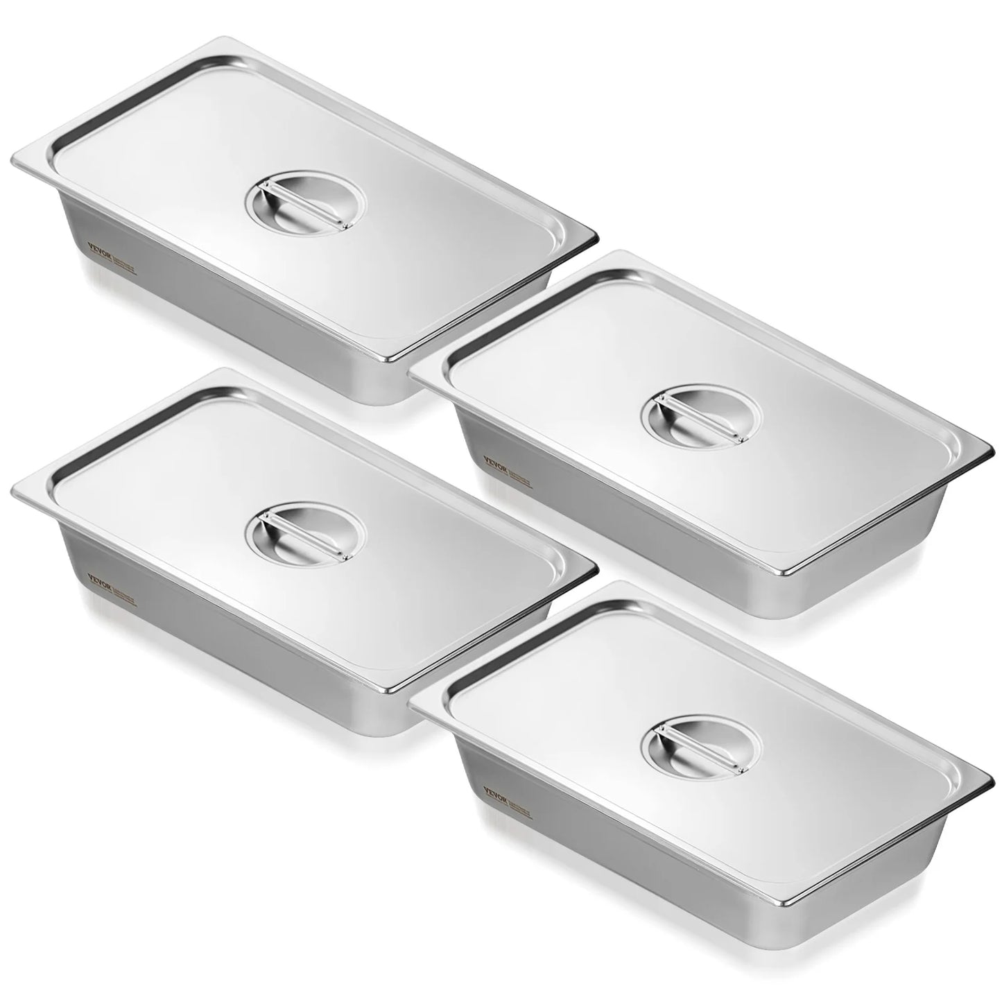 SucceBuy 4 Pack Stainless Steel Steam Table Pan With Lid