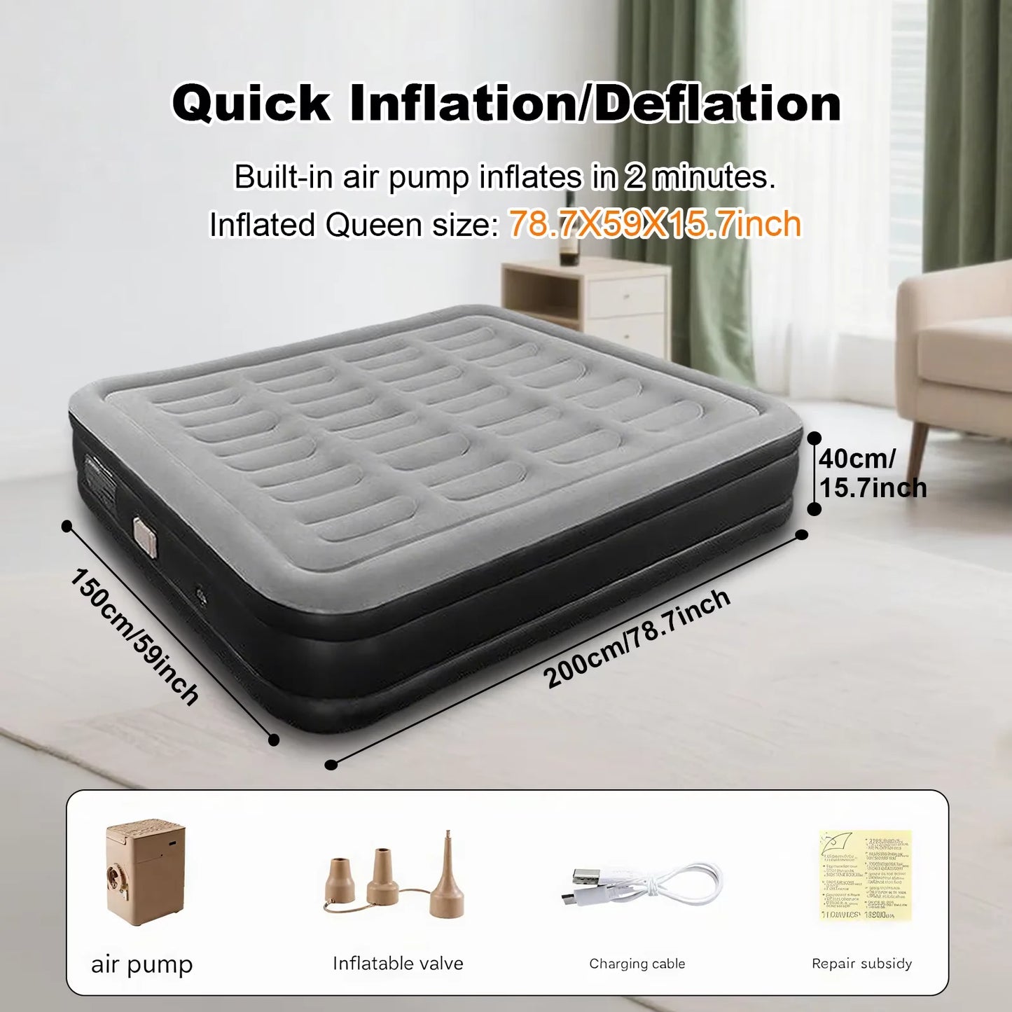 General Inflatable Mattress With Built-In Pump For Outdoor Camping
