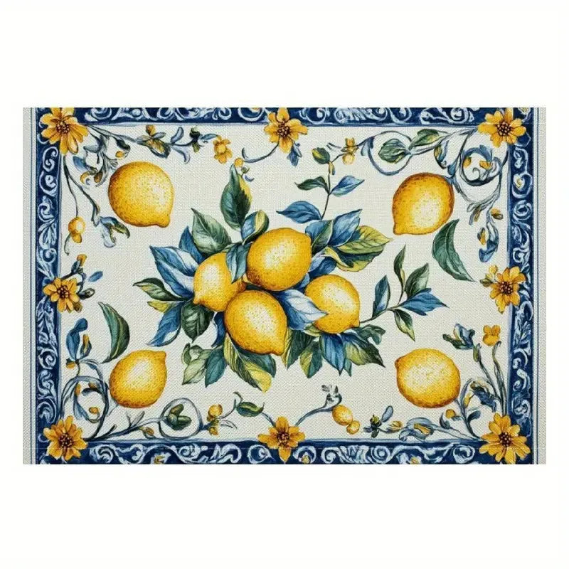Zhejiang Lemon Printed Linen Placemat Set For Summer Table