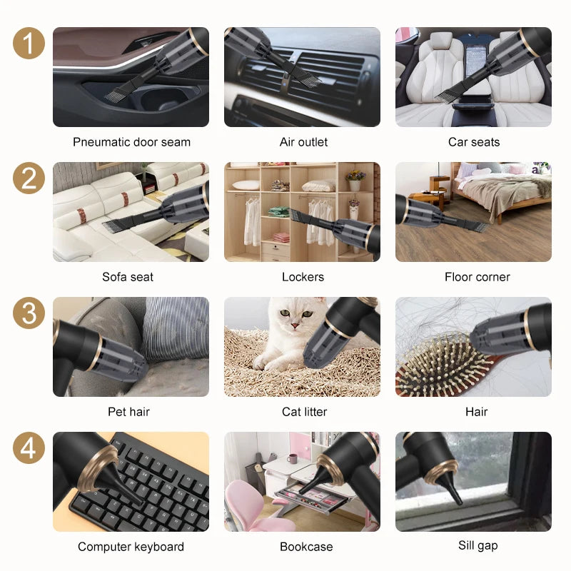 Wireless Car Vacuum Cleaner Portable High Power HEPA Filter