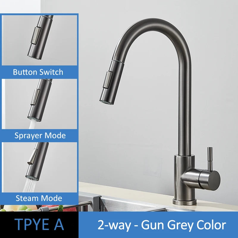 Quyanre Brushed Gold Kitchen Faucet Pull Out Sprayer