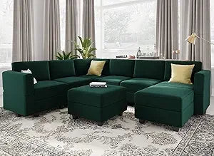DAFIFY Modular Sectional Sofa Storage Ottoman And Reversible Chaise VelvetUpholstery