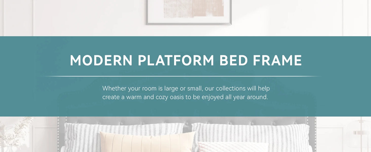 HOOMIC Velvet Tiara Headboard Adjustable Bed Frame Diamond Button Tufted