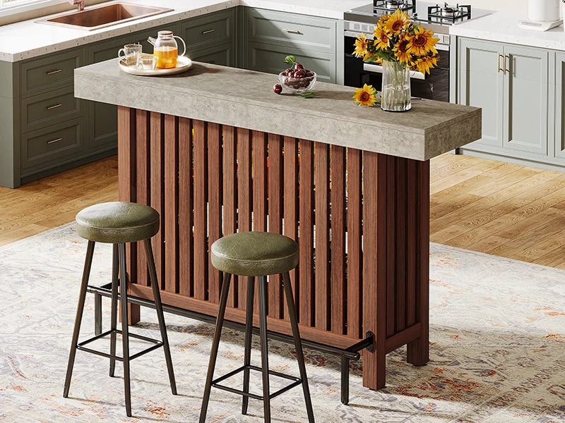 LITTLE TREE Modern Home Bar Cabinet Two-Tier Pub Table