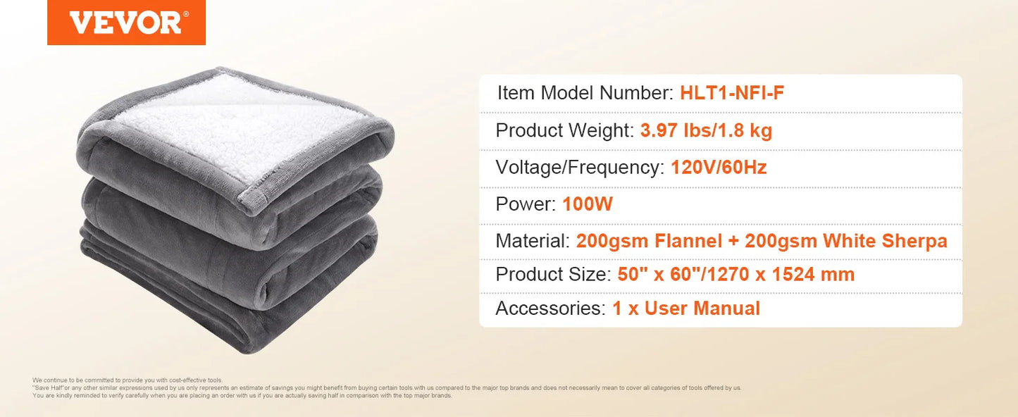 SucceBuy Heated Blanket Electric Throw With 3 Hour Auto Off