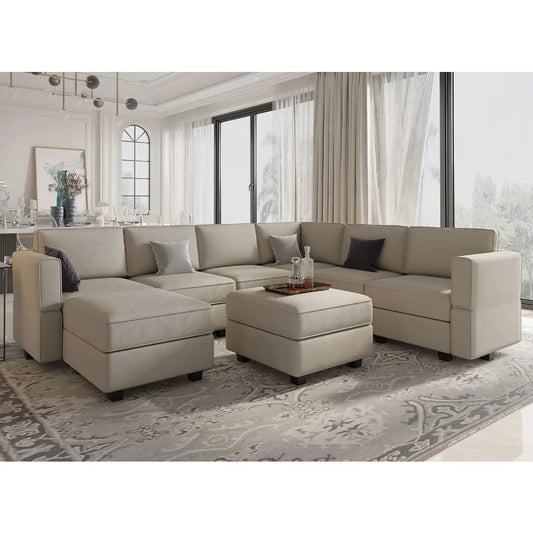 DAFIFY Modular Sectional Sofa With Storage U Shaped Couch Ottoman