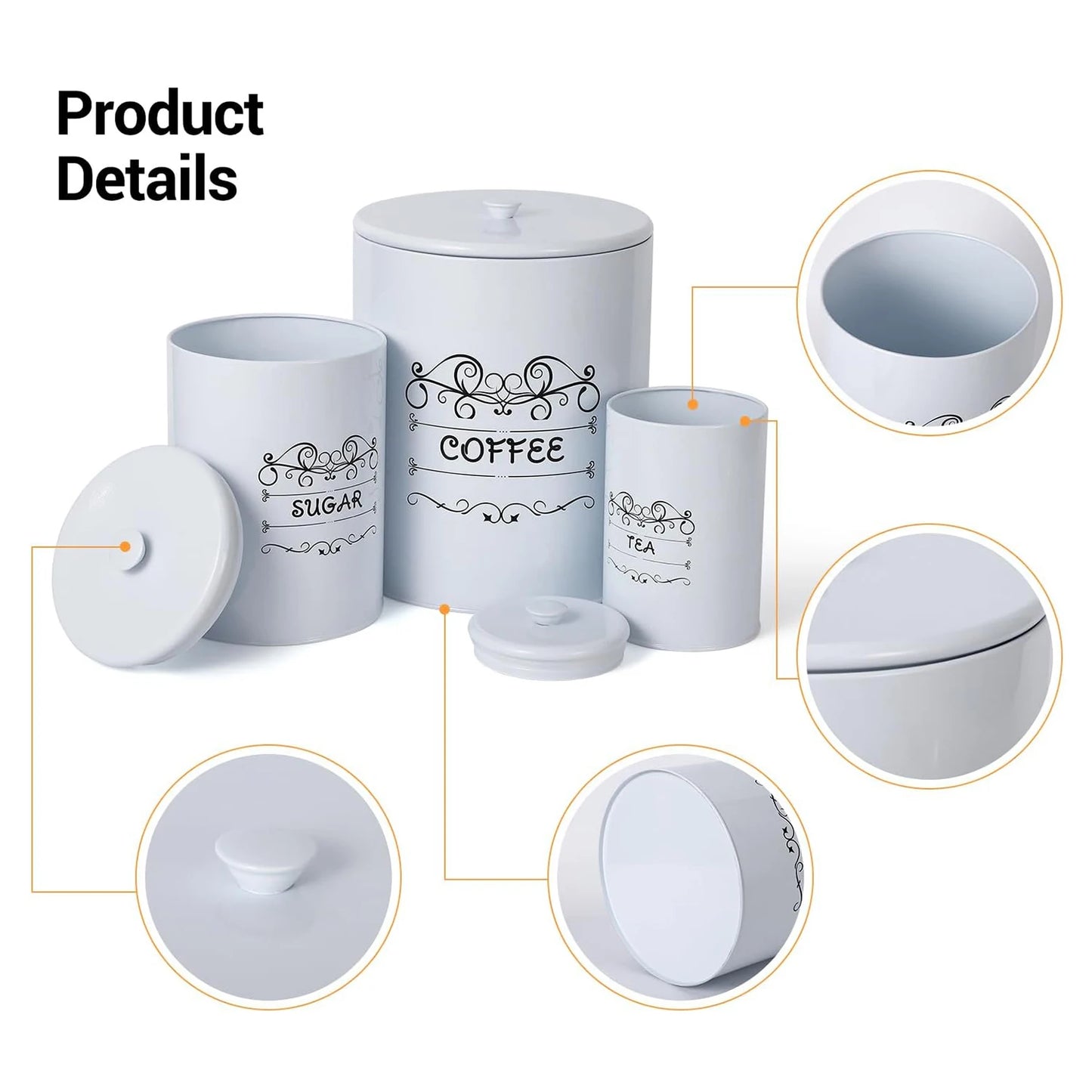 Condiments Kitchen Canister Set With Lids For Countertop