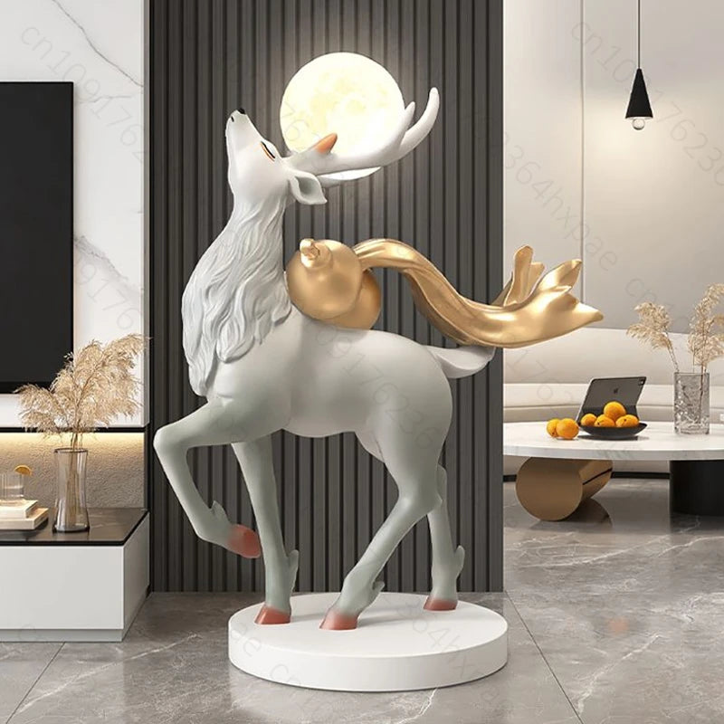 Elegant Deer Interior Floor Statue Figurine Home Entrance Decor Sculpture Living Room Stylish Modern Luxury Standing Ornaments