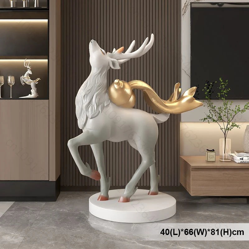 Elegant Deer Interior Floor Statue Figurine Home Entrance Decor Sculpture Living Room Stylish Modern Luxury Standing Ornaments