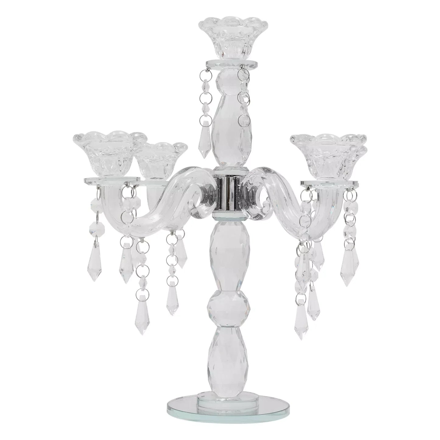 Bymaocar 5 Arm Crystal Candle Centerpiece Candelabra