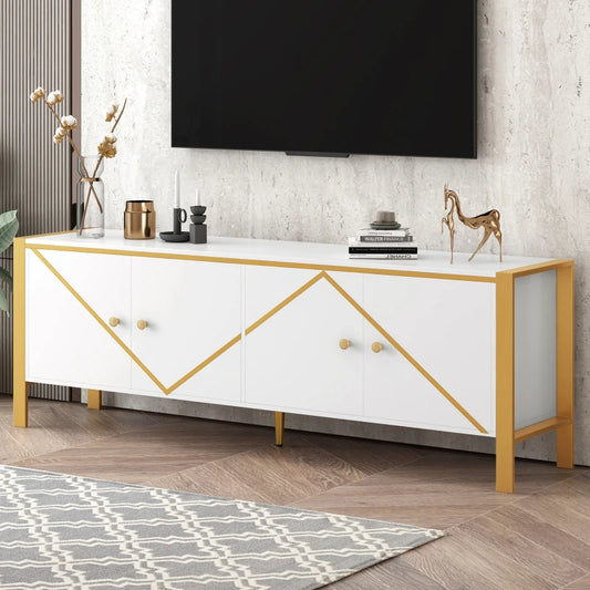 70.9''Modern Minimalist TV Stand for TVs up to 75 Inches, Entertainment Center Media Console Cabinet with 2 Spacious Cabinets