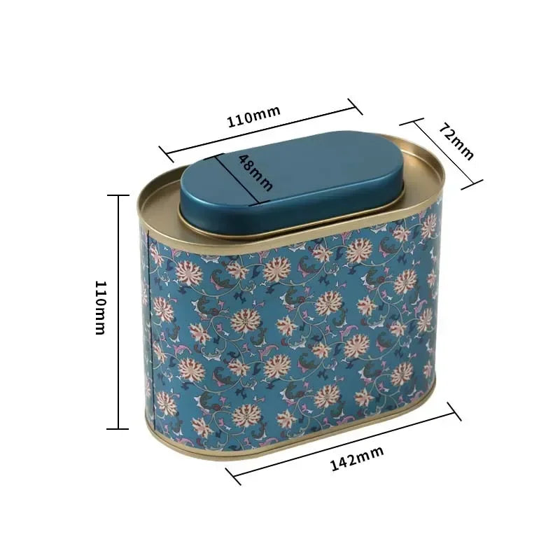 Exquisite Tin Tea Storage Can Airtight Round Container