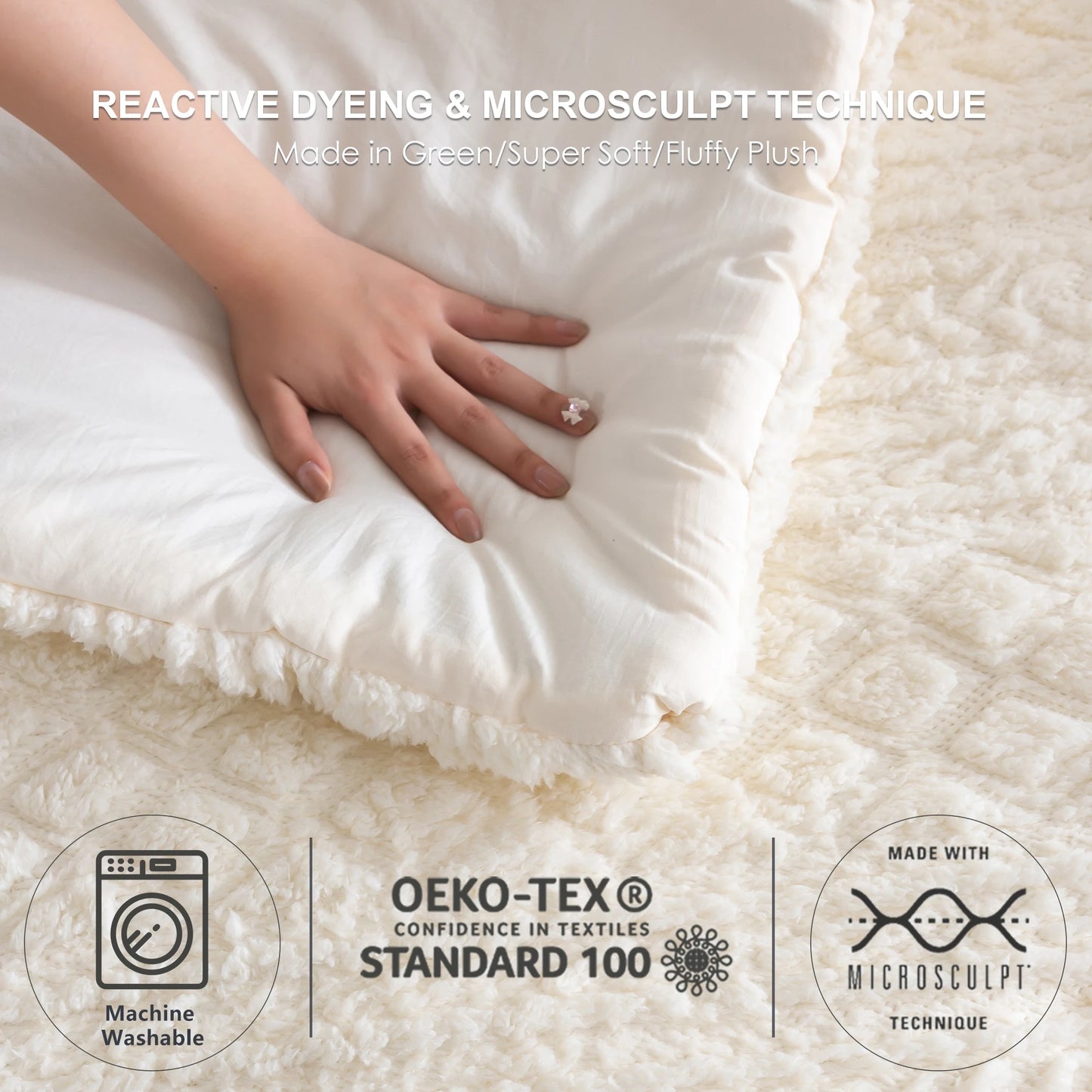 COTTEBED Boho Tufted Plush Fleece Sherpa Comforter Set All Season