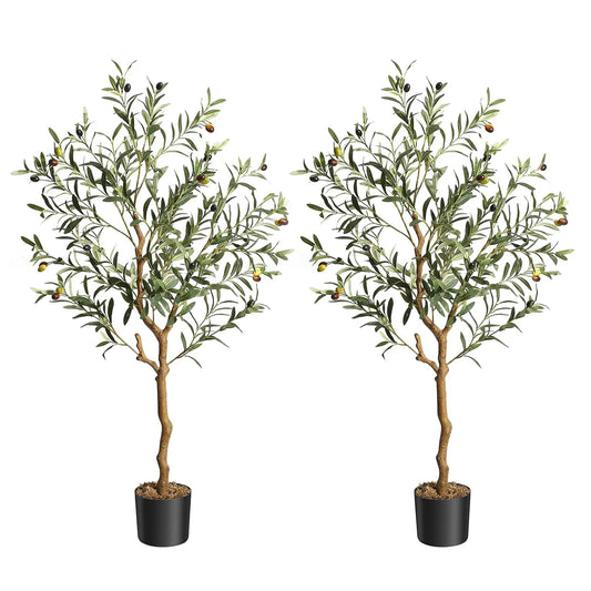 1Pc/2Pcs Artificial Olive Tree 4ft / 5ft / 6ft, Large Artificial Plants Fake Plastic Plants in Pot for Home Bedroom Decor