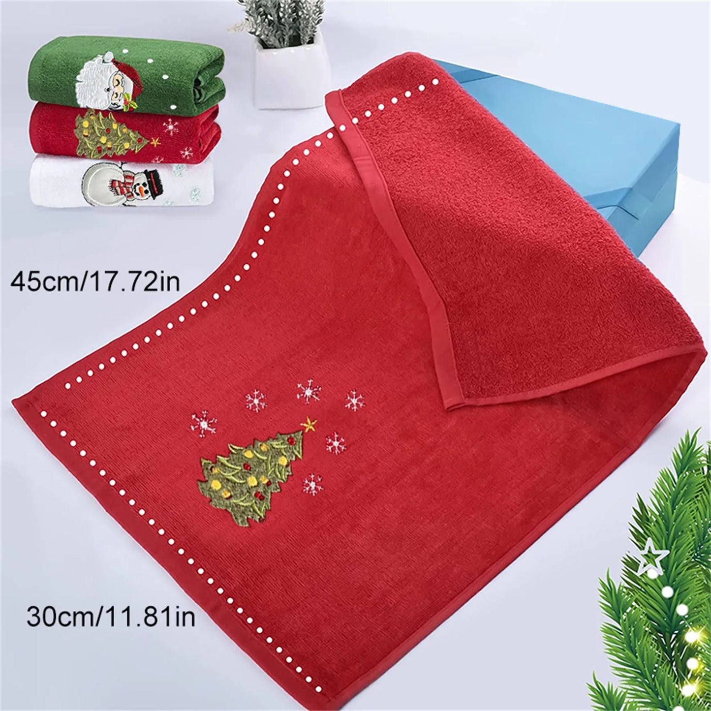 Faroot Christmas Embroidered Bath Towels Set Santa Snowman
