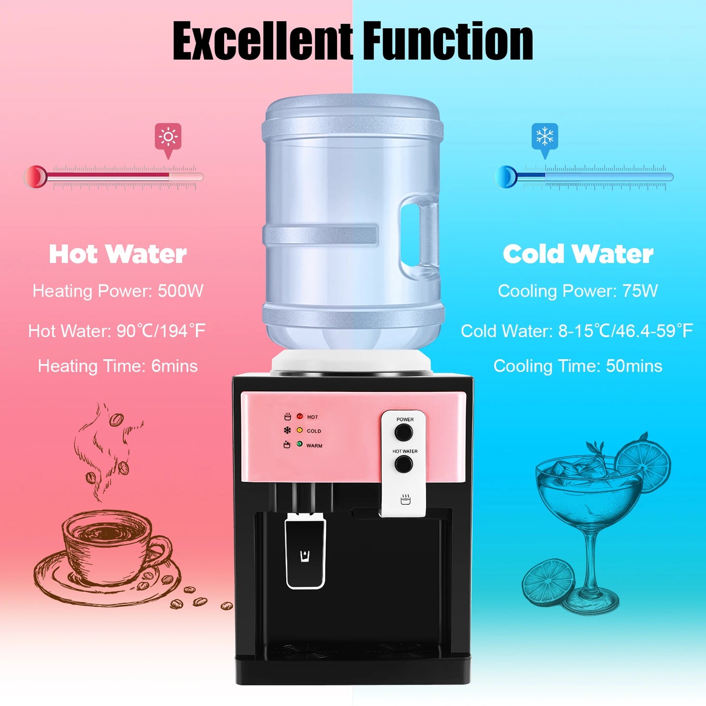 Hign-concerned Electric Hot Cold Water Dispenser For Home