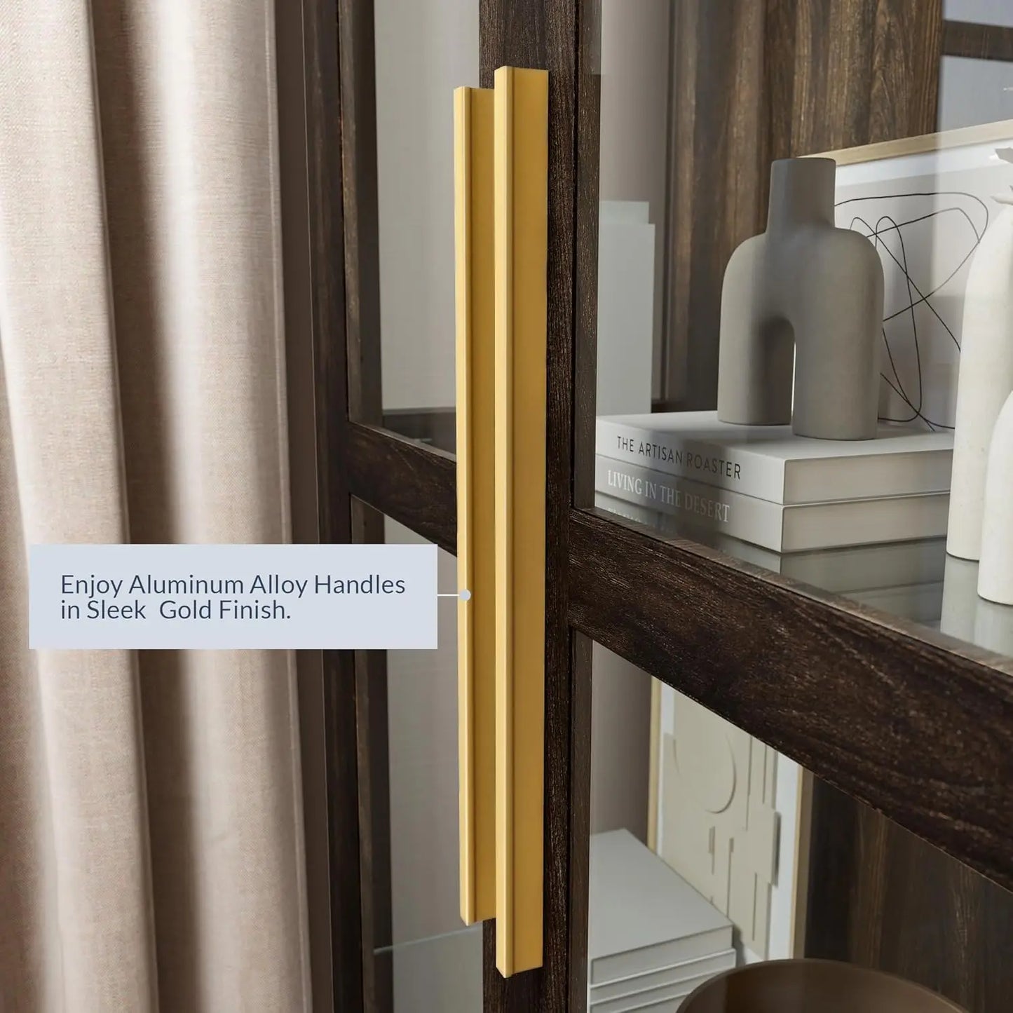 XMSJ Avalon Curio Cabinet With Tempered Glass Doors