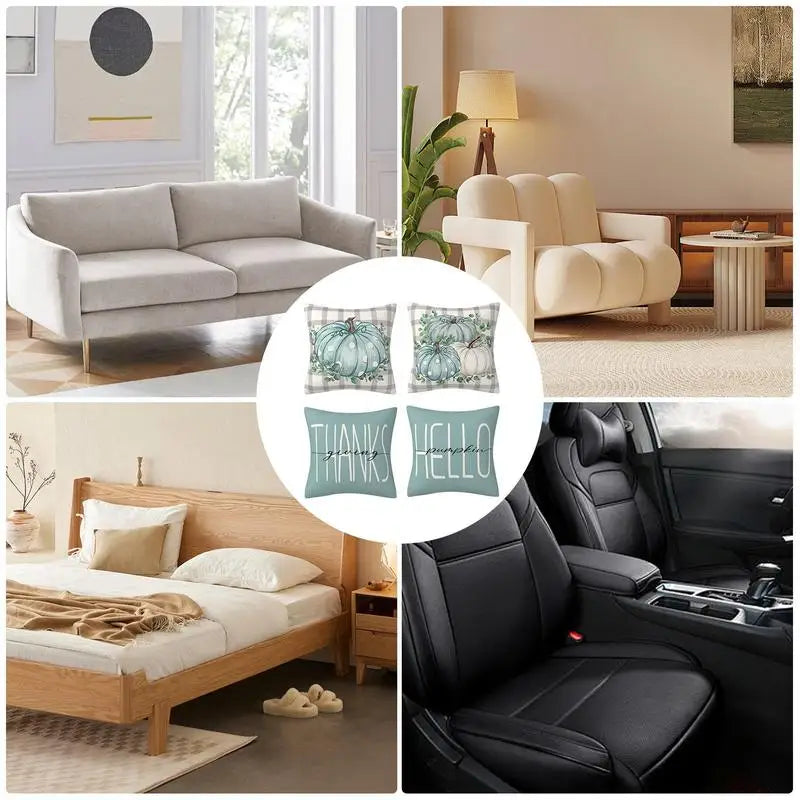 Fall Pillow Covers Set Of 4 Fall Decorative Throw Pillow Covers 18x18inch Thanksgiving Couch Linen Decorations For Sofa Living