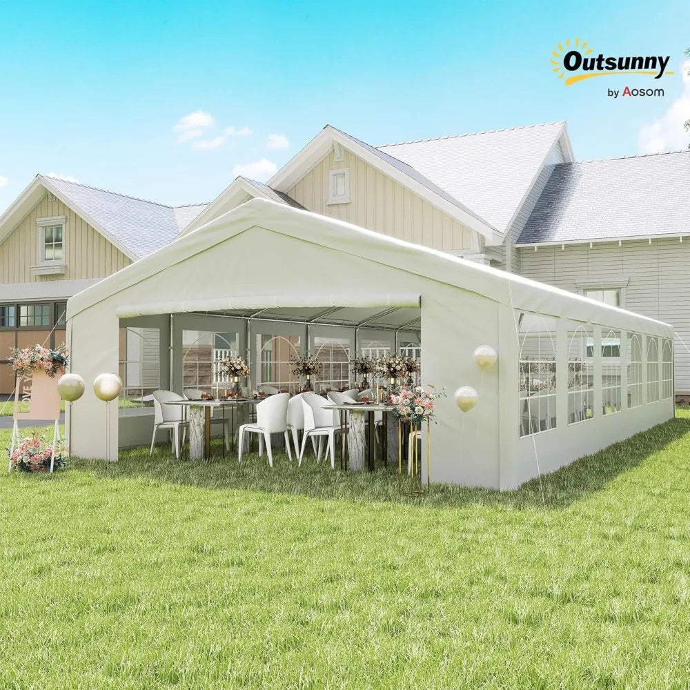 20 x 40 ft Heavy Duty Party Tent Outdoor Gazebo Wedding Tent Event Shelter Carport BBQ with Removable Sidewalls & Windows, Outs