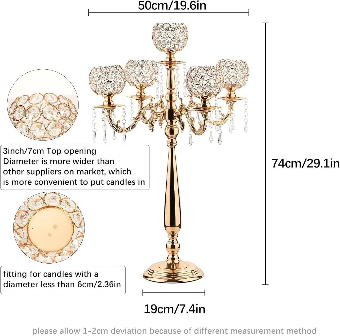 High Concerned Crystal Five Arm Candelabra Chandelier Beaded Table Decor