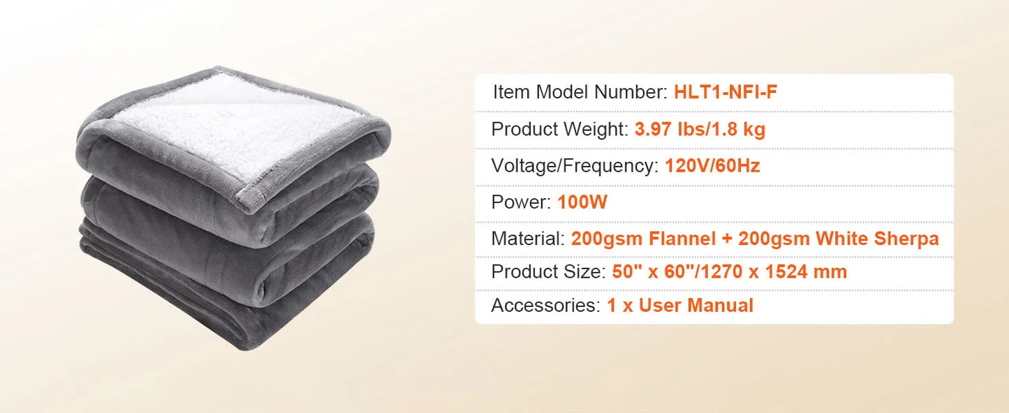 SucceBuy Heated Blanket Electric Throw With 3 Hour Auto Off
