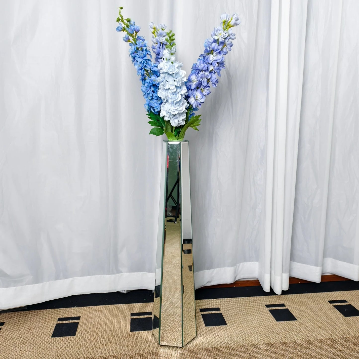 Crushed Diamond Mirrored Floor Vase For Pampas Grass
