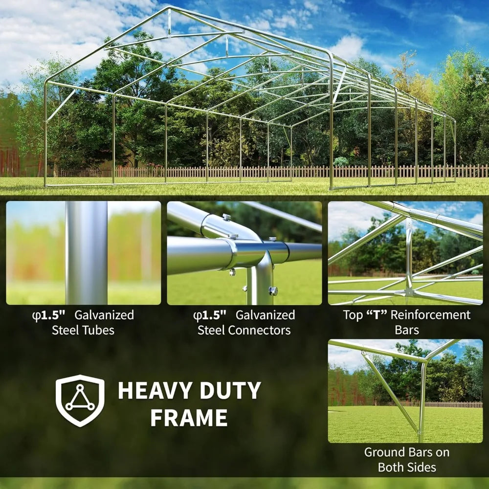 20 x 40 ft Heavy Duty Party Tent Outdoor Gazebo Wedding Tent Event Shelter Carport BBQ with Removable Sidewalls & Windows, Outs