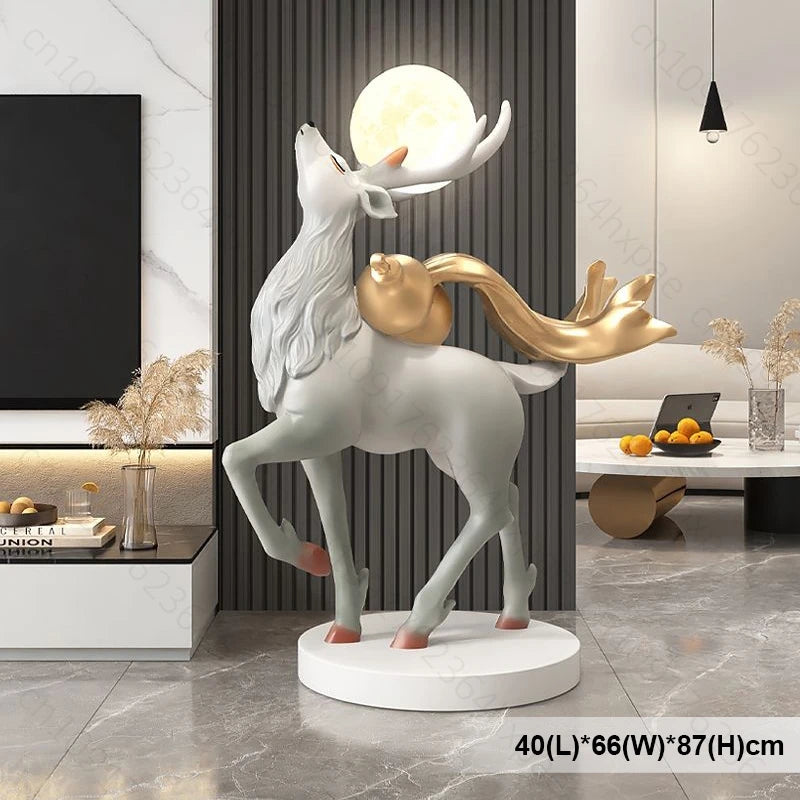 Elegant Deer Interior Floor Statue Figurine Home Entrance Decor Sculpture Living Room Stylish Modern Luxury Standing Ornaments