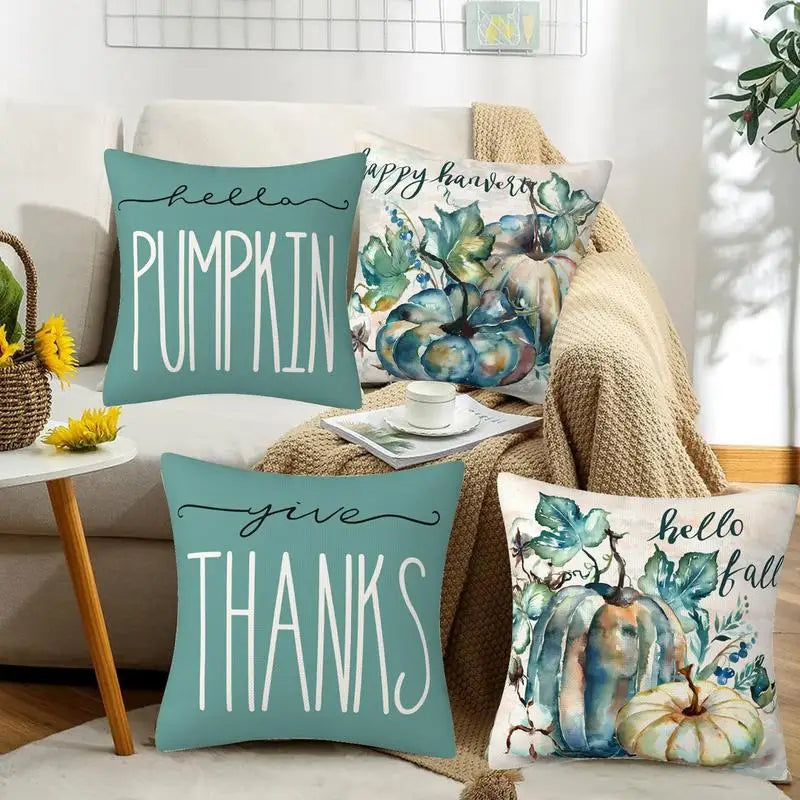 Fall Pillow Covers Set Of 4 Fall Decorative Throw Pillow Covers 18x18inch Thanksgiving Couch Linen Decorations For Sofa Living