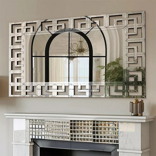 Wisfor Art Decorative Wall Mirror Grecian Venetian Silver Accent