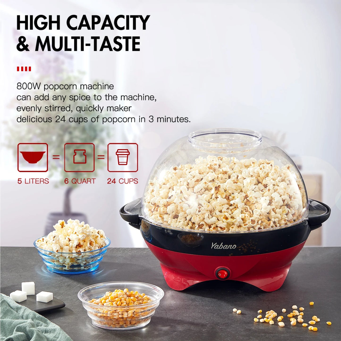 Yabano Popcorn Maker With Nonstick Plate And Quick Heat