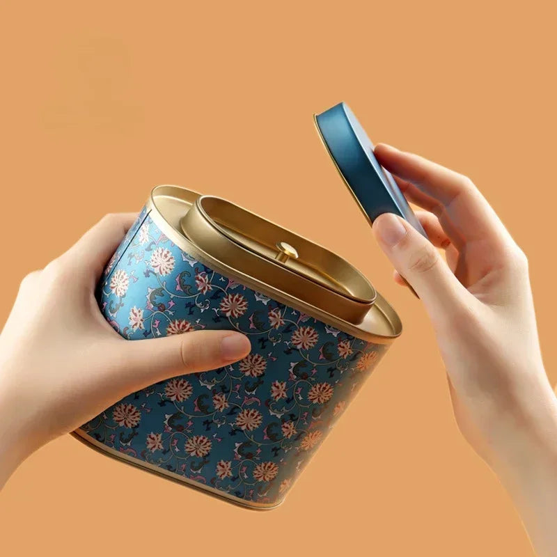 Exquisite Tin Tea Storage Can Airtight Round Container