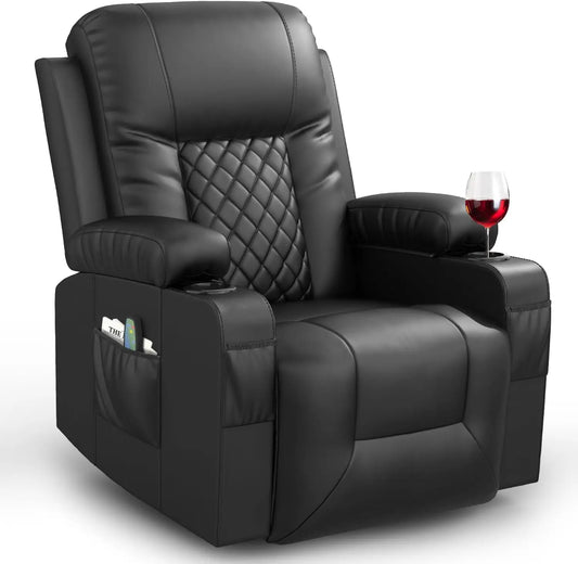 Recliner Chairs for Adults, Massage Rocker with Heated Modern Ergonomic Lounge 360 Degree Swivel Single
