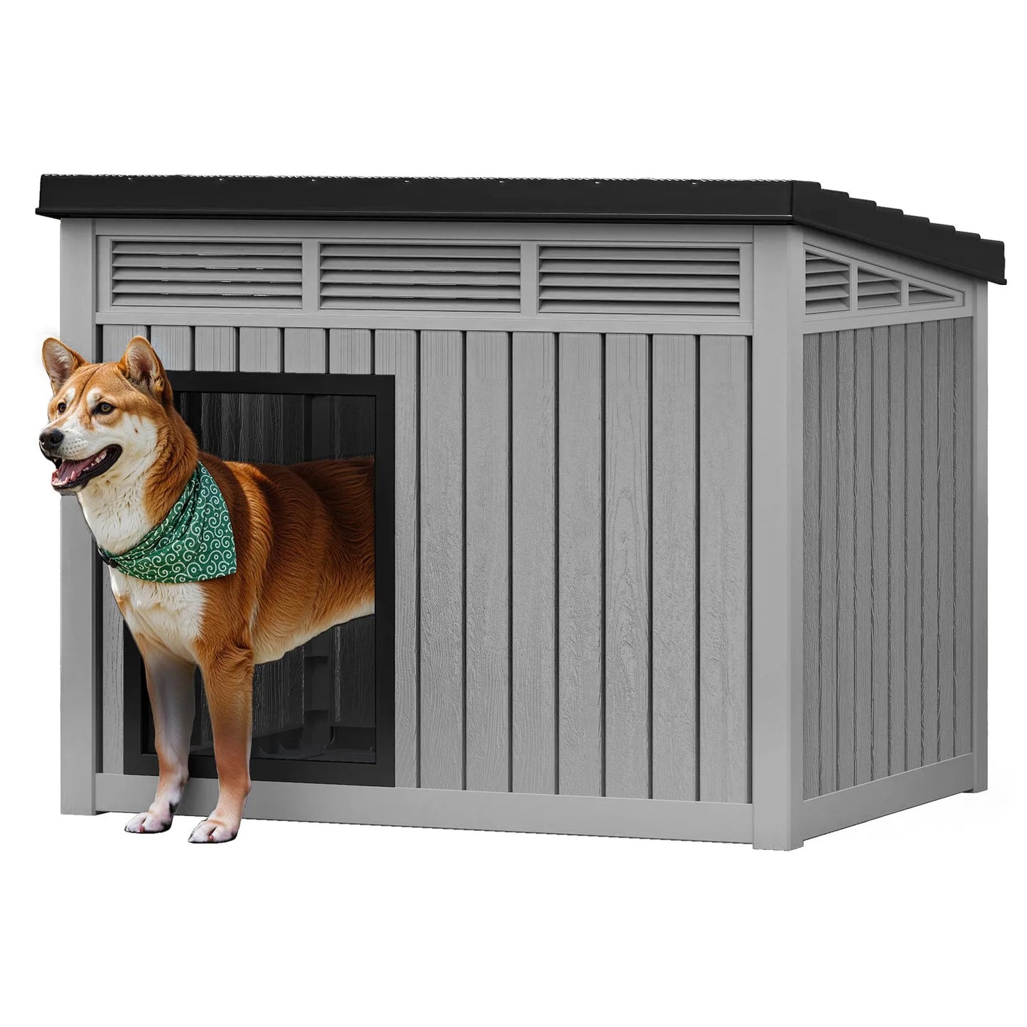 Plastic Dog House With Liftable Roof And Air Vents