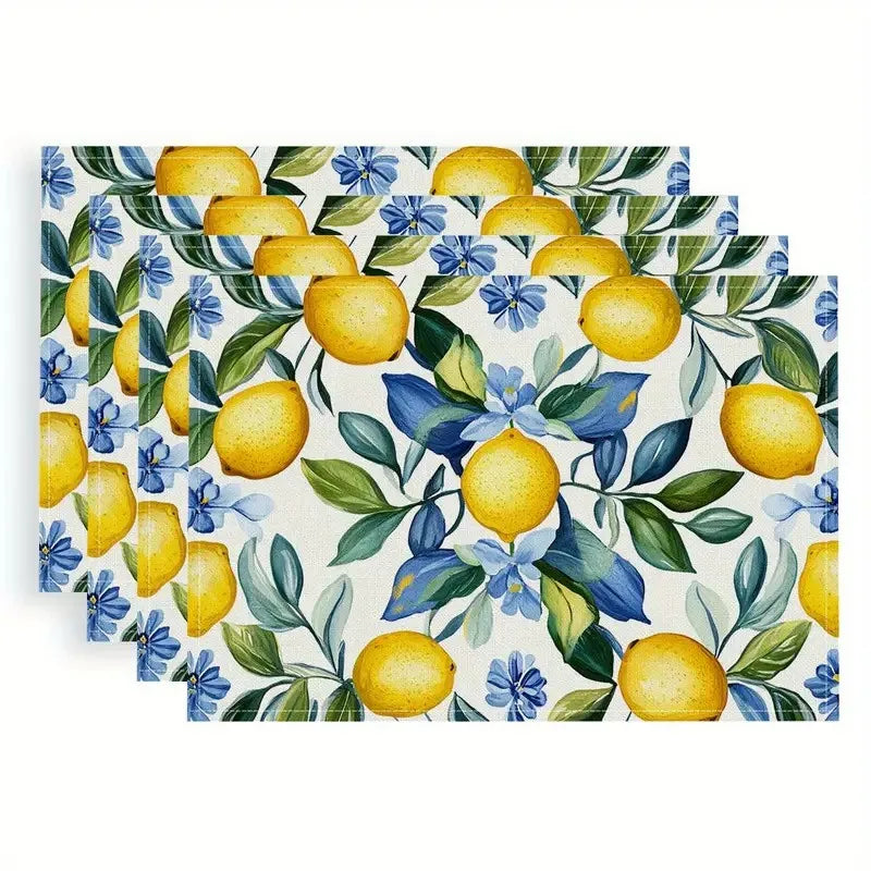 Zhejiang Lemon Printed Linen Placemat Set For Summer Table