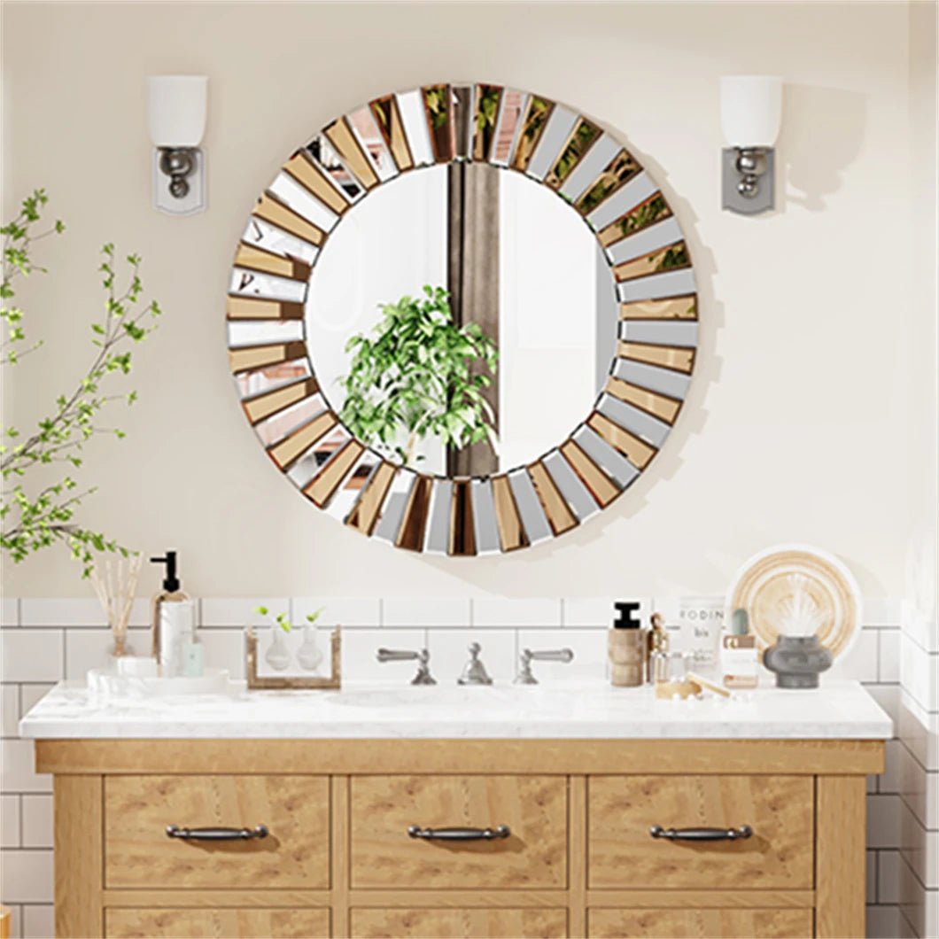 BORWARTH Round Wall Mirror For Entrance Hallway Bathroom