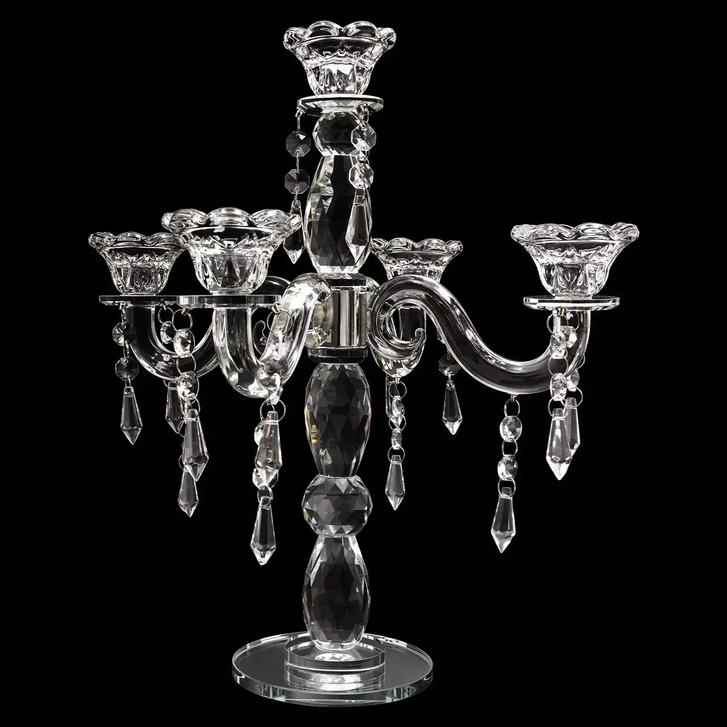 Bymaocar 5 Arm Crystal Candle Centerpiece Candelabra