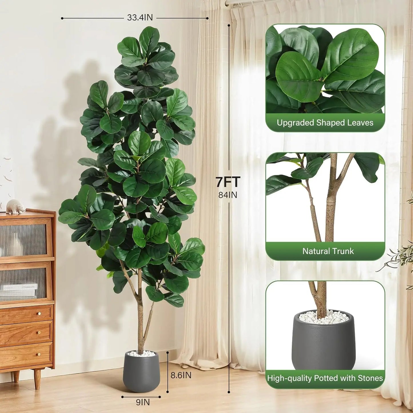 Guangdong Fiddle Leaf Fig Tree Artificial In Planter Pot