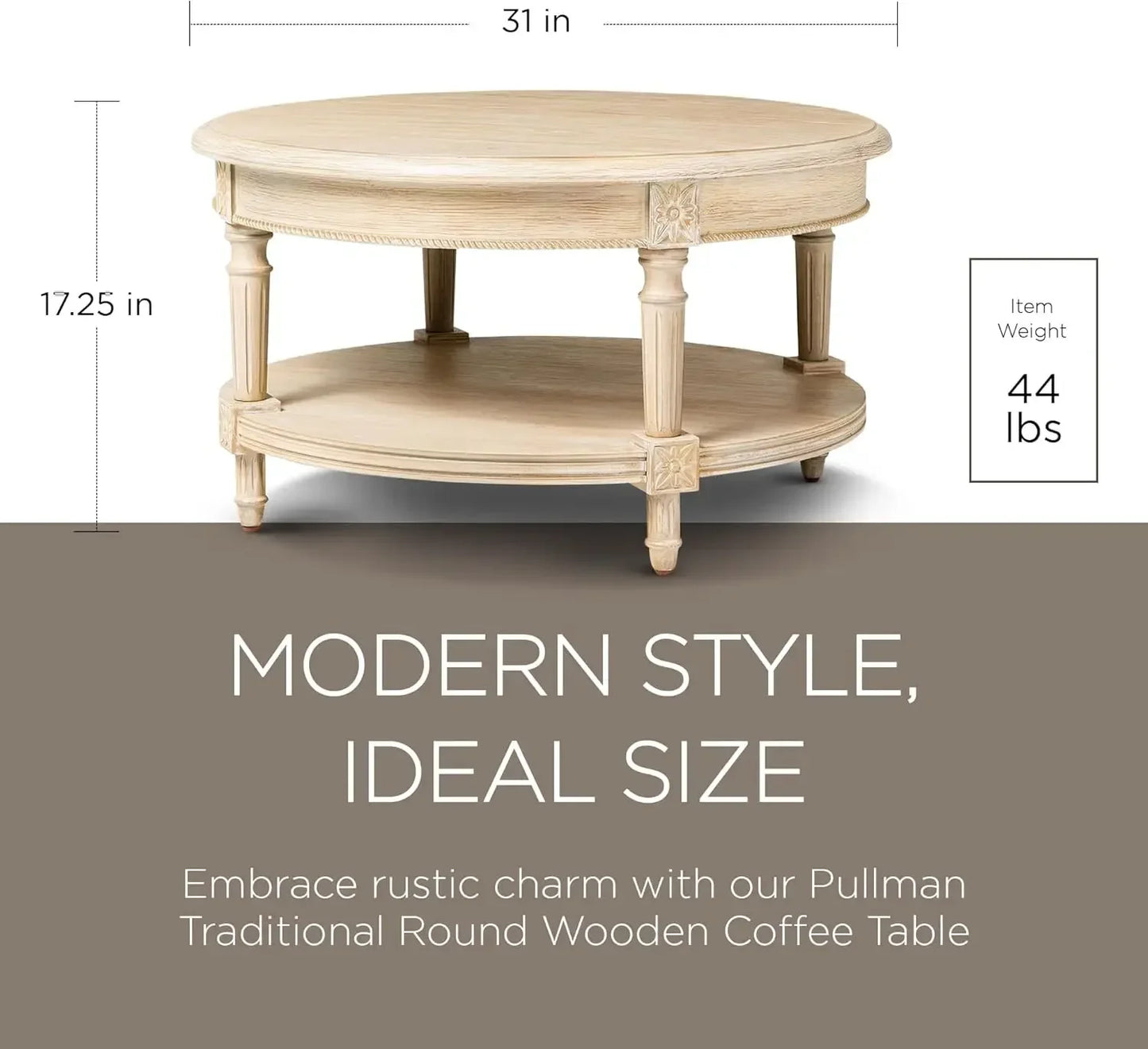 [Flash Sale!Free Shipping!]Pullman Large Curved 2TierTraditional Round Circle Wooden Center Coffee Table with Shelf Storage in R