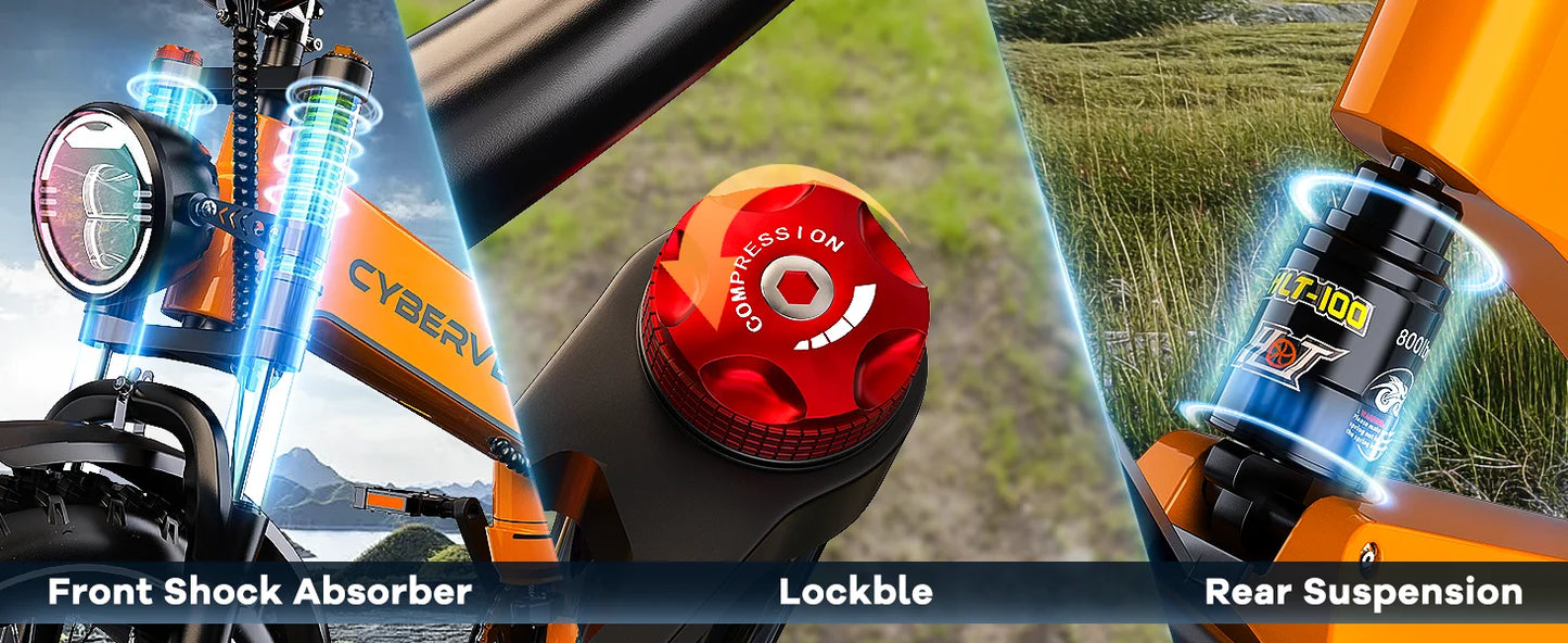 CYBERVELO EK6 Peak Folding Electric Bike 2000W 35MPH 100 Miles