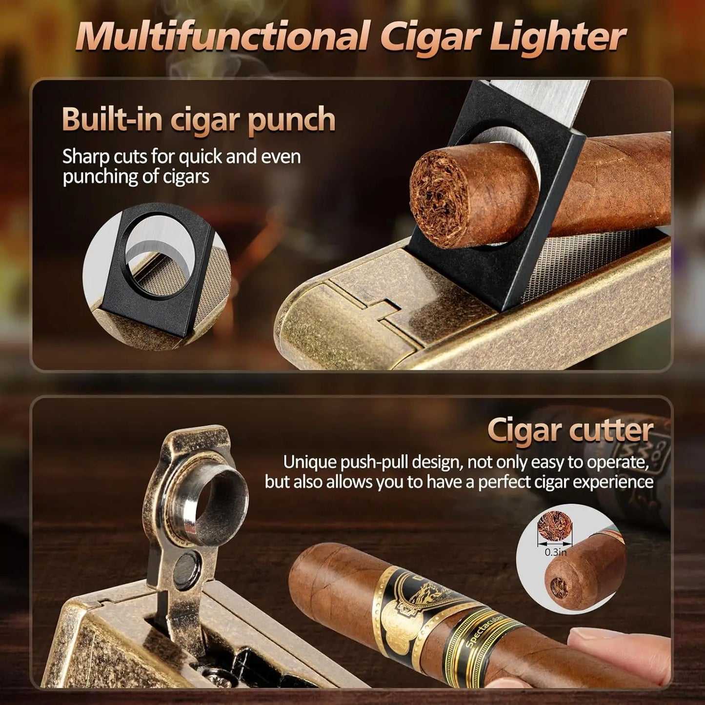 UseWire Leather Cigar Humidor With Lighter Cutter Built In